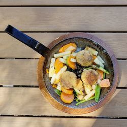 High angle view of food on table