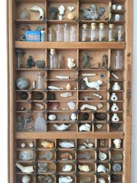 View of various objects in shelf