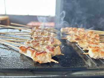 Close-up of meat on cutting board