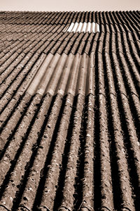 Close-up of weathered corrugated roof