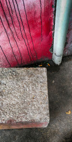 High angle view of red fabric