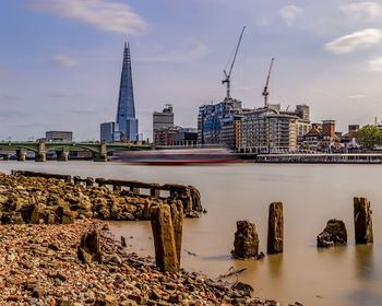 Modern buildings in city at waterfront