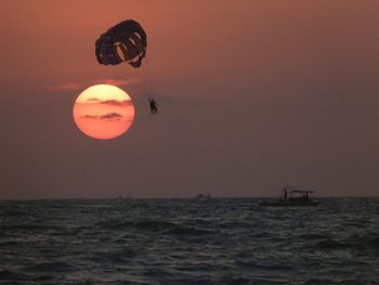 Scenic view of sea at sunset