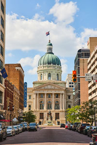 Low angle view of buildings in city