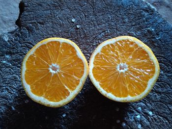 High angle view of orange on table