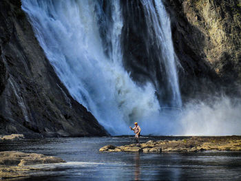 Scenic view of waterfall