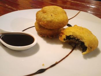 Close-up of pastry on plate