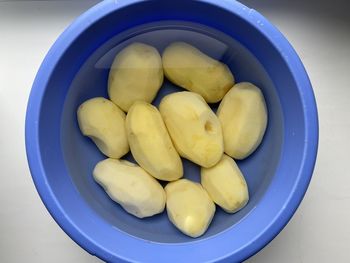 High angle view of chopped fruits in bowl