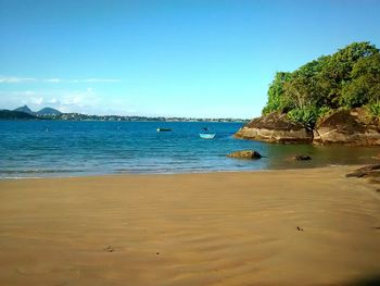 Scenic view of sea against blue sky