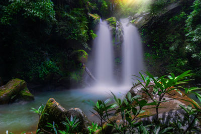 Sapan waterfall at khun nan national park, sapan village, boklua district, nan province, thailand.