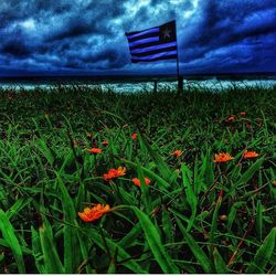 Scenic view of sea against cloudy sky