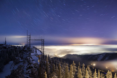 Star trails and light pollution from squaw mountain, colorado