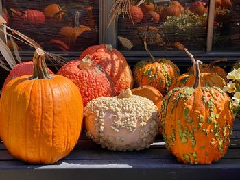 Pumpkins for sale at market stall