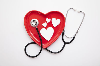 Close-up of heart shape on white background