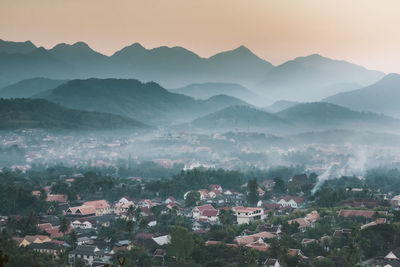 High angle view of townscape against sky