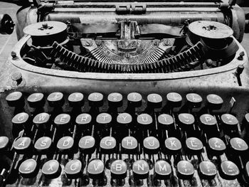 High angle view of typewriter