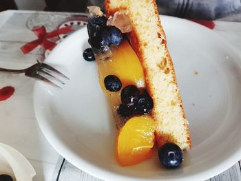 Close-up of dessert served in plate