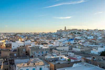 High angle view of townscape against sky