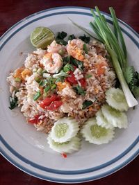 High angle view of salad in plate