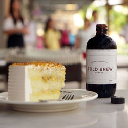 Close-up of dessert served on table