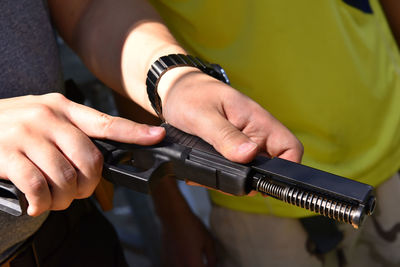 Midsection of woman working