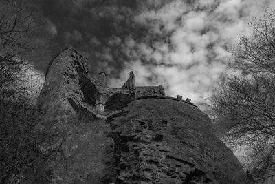 Low angle view of rock formations