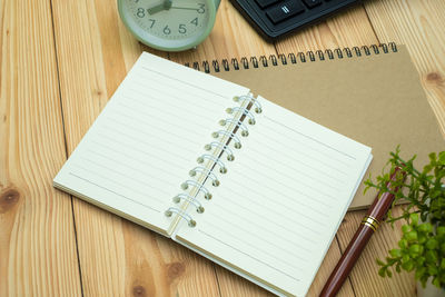 High angle view of pen on table