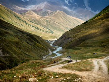 High angle view of mountain road