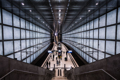 Low angle view of people on steps