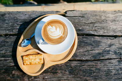 High angle view of coffee on table