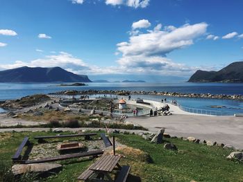 Site of the aquarium of Ålesund in norway and skyline