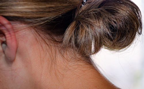 Close-up of woman with hair