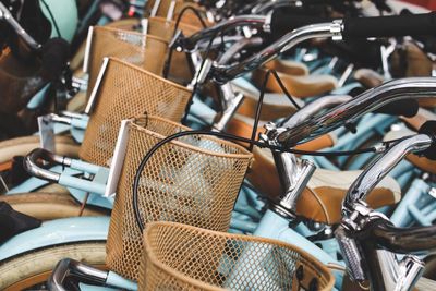 Close-up of bicycles