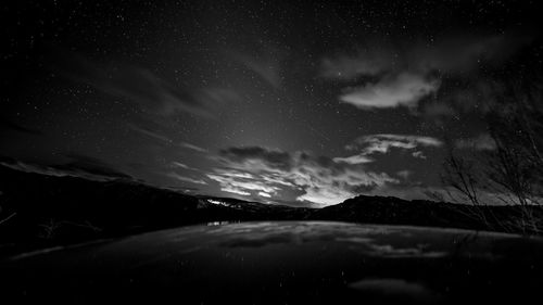 Scenic view of landscape against sky at night