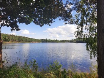 Scenic view of lake against sky