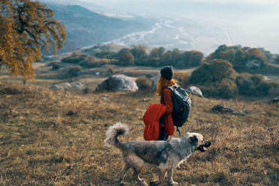 Rear view of man on mountain