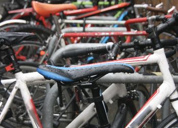 Close-up of bicycles
