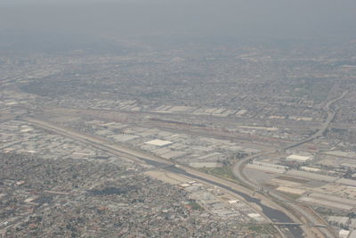 High angle view of cityscape against sky