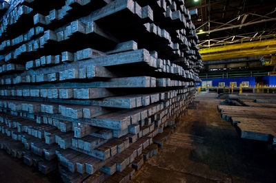 Stacked metal in factory