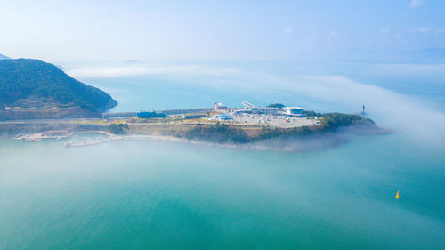 High angle view of sea against sky