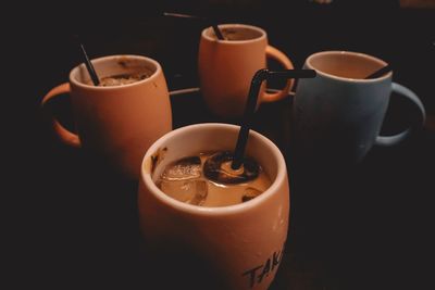 Close-up of coffee cup on table