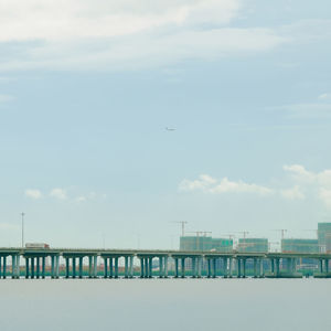 Bridge over river against sky