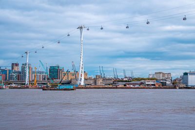 Thames cable car operated by emirates air line in london.