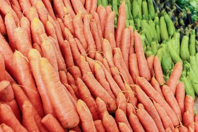 Close-up of carrots for sale in market