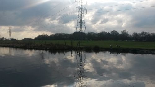 Reflection of cloudy sky in water