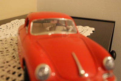 Close-up of toy car on table