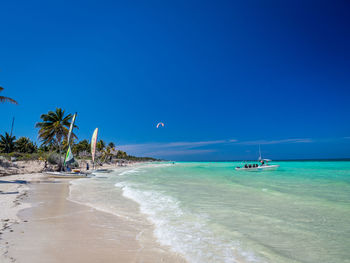 Scenic view of calm sea against clear sky