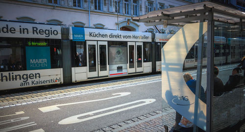 Train on railroad station platform