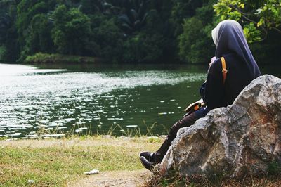 Two people in lake