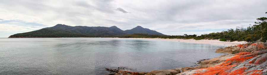 Panoramic view of landscape and mountains against sky